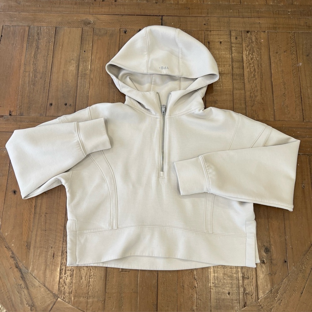 Abercrombie Fitch YPB Half Zip Hoodie Sweatshirt Women’s XS Cement Cropped